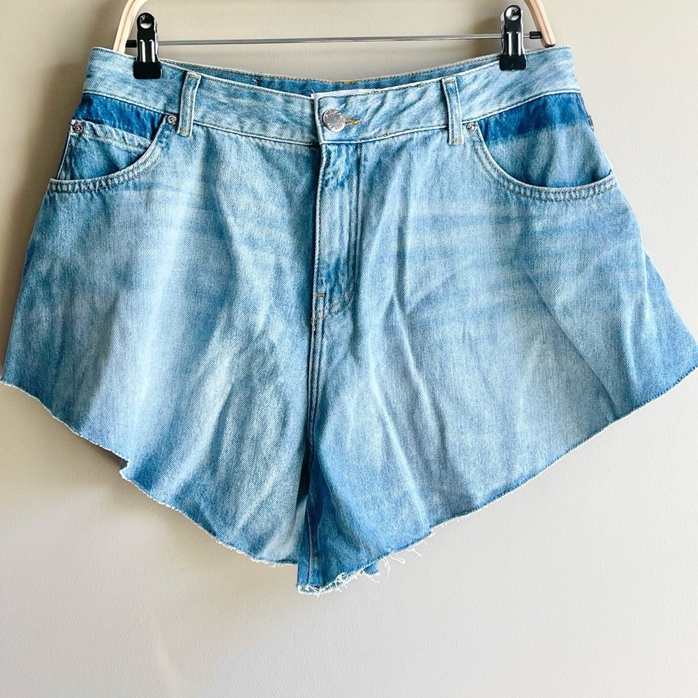 NWT Pinko Light Blue Denim Shorts with Crystal Detail